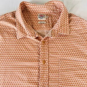 Faherty Brand Mens XL Orange Wave Print Organic Cotton EcoVero Button Down Shirt